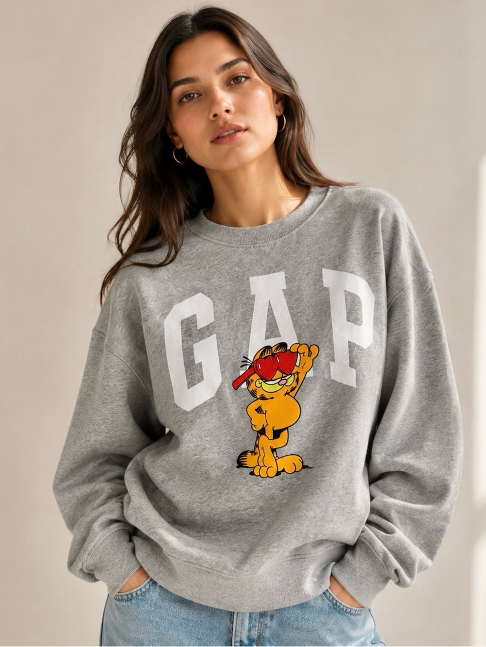 GAP Grey Garfield Graphic Crewneck Sweatshirt